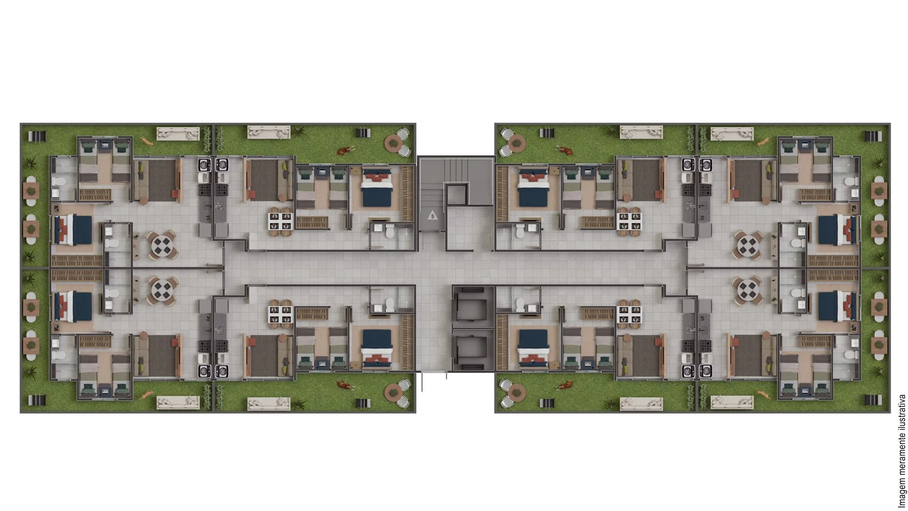 Planta do apartamento Green Park Resort — Pavimento Tipo Garden 2 quartos